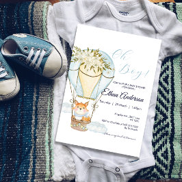 Oh Boy Fox Luftballong Baby Shower-inbjudan Inbjudningar