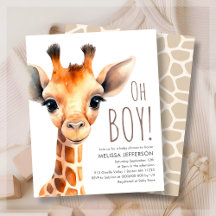 Oh Boy Giraffe Baby Shower Budget-inbjudan