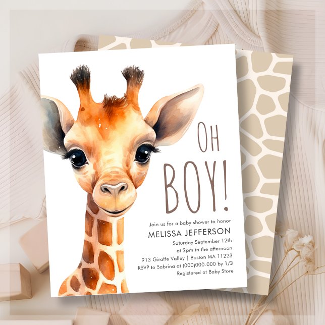 Oh Boy Giraffe Baby Shower Budget-inbjudan (Skapare uppladdad)