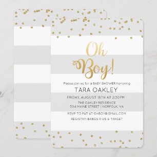 Oh Boy Glitter Konfetti Baby Shower Inbjudan