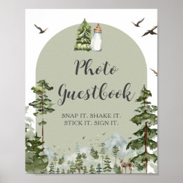 Oh Boy Gräs Forest Baby Shower Photo Guestbook Poster
