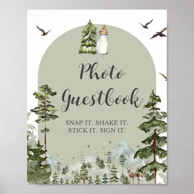 Oh Boy Gräs Forest Baby Shower Photo Guestbook Poster (Framsidan)