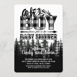 Oh Boy Grått Lumberjack Baby Shower-inbjudan Inbjudningar