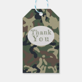 Oh Boy Green Camo Baby Shower Thank You Presentetikett