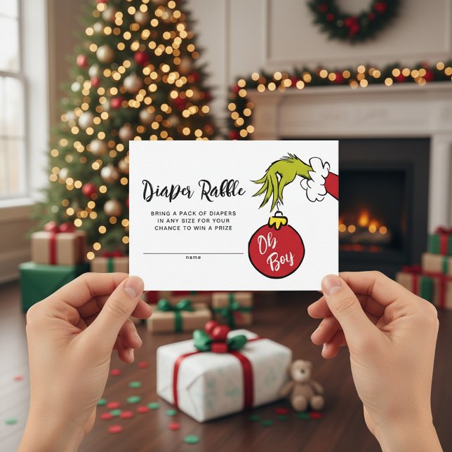 Oh Boy Grinch Baby Shower Diaper Raffle Tilläggskort (Skapare uppladdad)