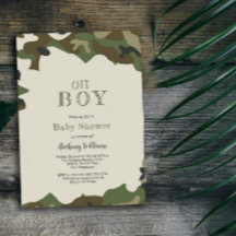 Oh Boy Grönt Woodland Camo Baby Shower
