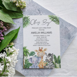 Oh Boy Jungle Safari Animals Baby Shower Inbjudningar