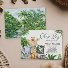 Oh Boy Jungle Safari Baby Shower Grönt-inbjudan Inbjudningar