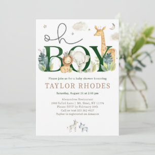 Oh Boy Jungle Safari Baby Shower-inbjudan Inbjudningar