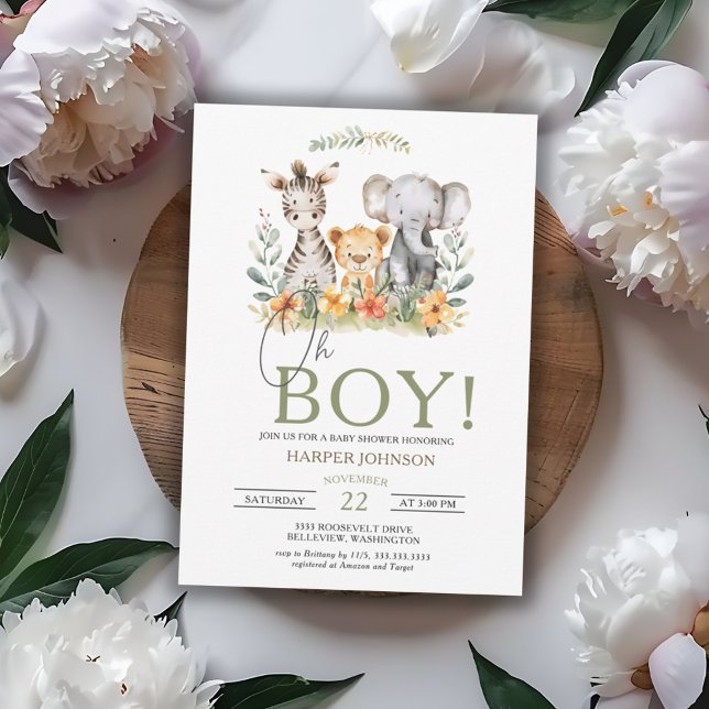 Oh Boy Jungle Safari Baby Shower Inbjudningar (Skapare uppladdad)