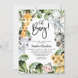 Oh Boy Jungle Safari Baby Shower Inbjudningar
