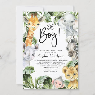 Oh Boy Jungle Safari Baby Shower Inbjudningar