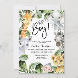 Oh Boy Jungle Safari Baby Shower Inbjudningar