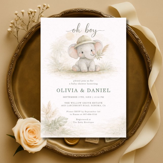 Oh Boy Jungle Safari Couples Baby Shower Inbjudningar (Skapare uppladdad)