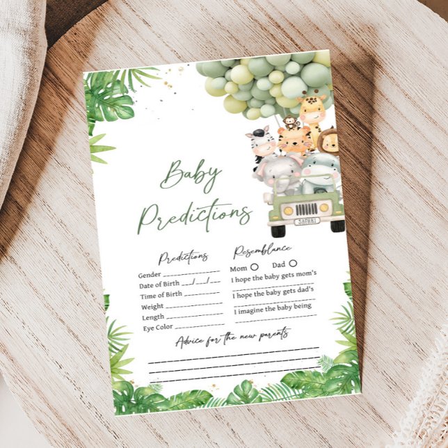 Oh Boy Jungle Safari Dopp Bebis Förutsägelser Spel (Safari Animals Baby Shower Game)