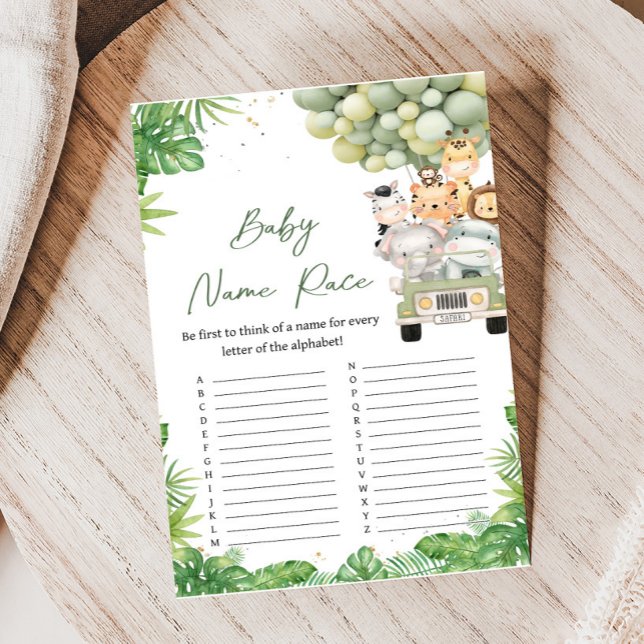 Oh Boy Jungle Safari Dopp Namntävling Spel (Safari Animals Baby Shower Game)