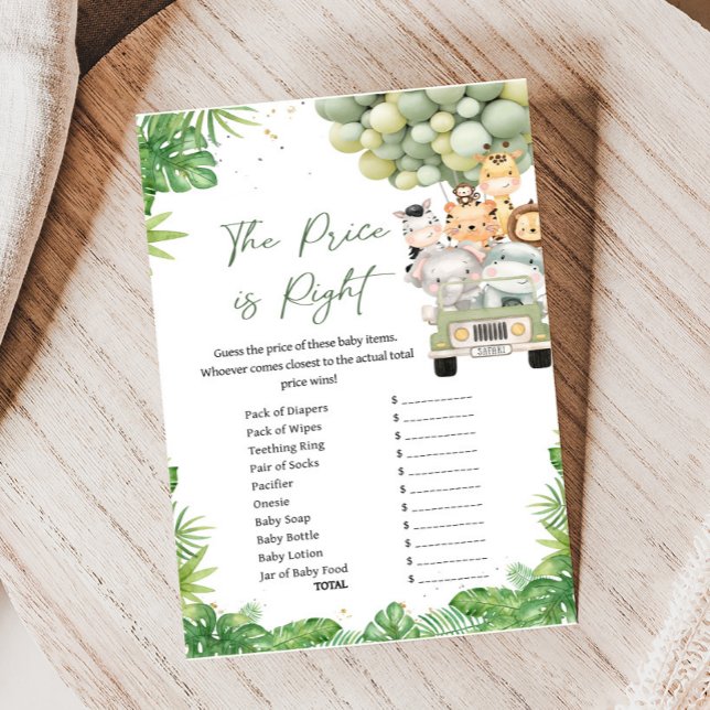 Oh Boy Jungle Safari Dusch Pris är Rätt Spel (Safari Animals Baby Shower Game)