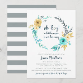 oh Boy Little Man Baby Shower Grått-inbjudan Inbjudningar