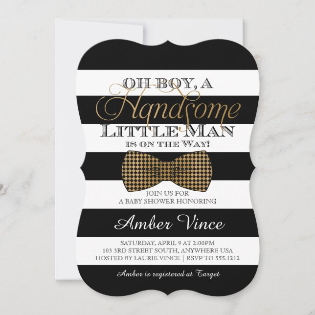 Oh Boy Little Man Baby Shower-inbjudan Inbjudningar (Framsida)