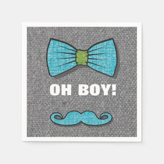 OH BOY "Little Man" Baby Shower papper napkins Pappersservett (Framsidan)
