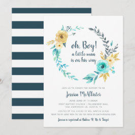 oh Boy Little Man Baby Shower Teal-inbjudan Inbjudningar