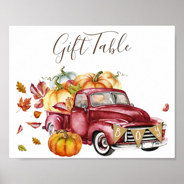 Oh Boy Little Pumpkin Fall Baby Shower Gift Bord Poster (Framsidan)