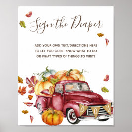 Oh Boy Little Pumpkin Fall Baby Shower-skylt Poste Poster