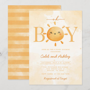 Oh Boy Little Ray of Sunshine Sol Baby Shower Inbjudningar