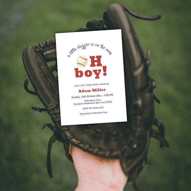 Oh Boy Little Slugger Baseball Sport Baby Shower Inbjudningar (Oh Boy Little Slugger Baseball Sport Baby Shower Invitation)