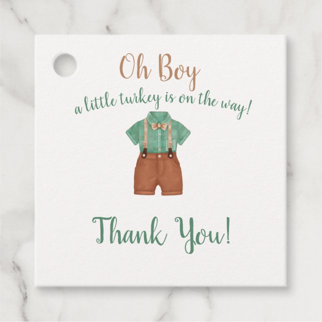 Oh Boy Little Turkey Baby Shower Gåvor Etiketter (Framsida)