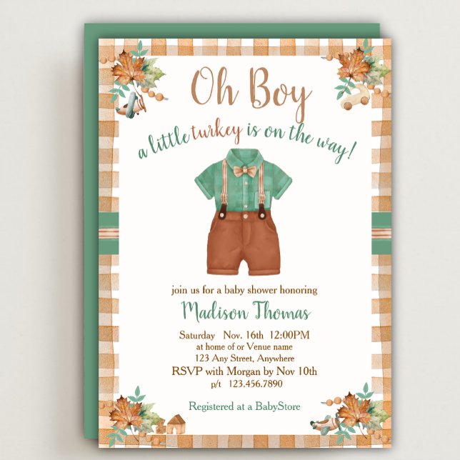 Oh Boy Little Turkey Baby Shower Inbjudningar (Skapare uppladdad)