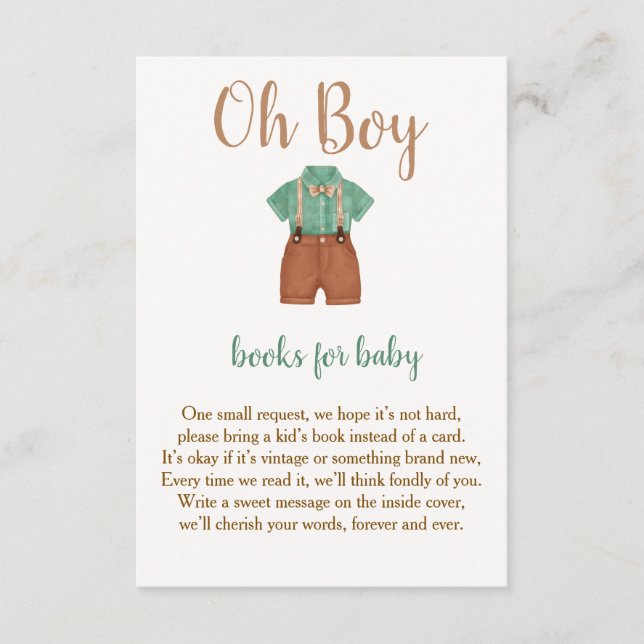 Oh Boy Little Turkey Bokar Baby Shower Tilläggskort (Framsida)