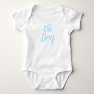 Oh Boy ljusblå script baby shower könsbestämning T Shirt