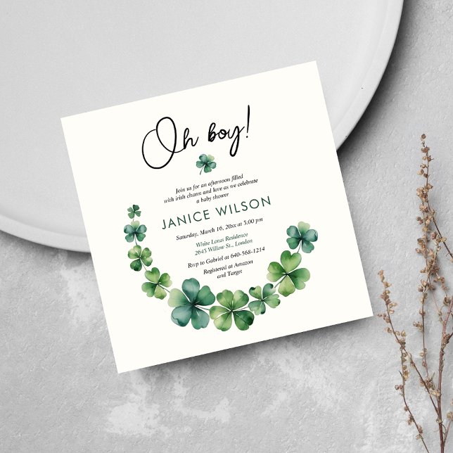 Oh Boy Lucky Charm Baby Shower Inbjudningar (Skapare uppladdad)
