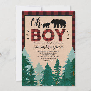 Oh Boy Lumberjack Baby Shower Inbjudningar