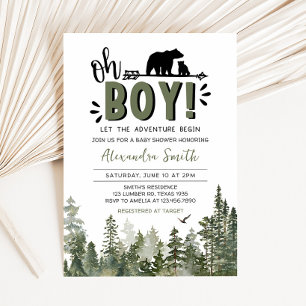 Oh Boy Lumberjack Baby Shower Inbjudningar