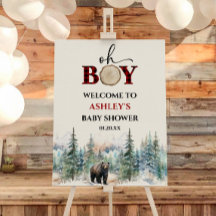 Oh Boy Lumberjack Bear Baby Shower Välkomsttecken