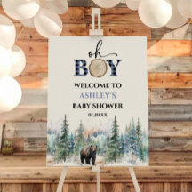 Oh Boy Lumberjack Bear Baby Shower Välkomsttecken