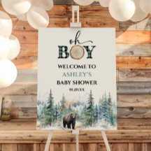 Oh Boy Lumberjack Bear Baby Shower Välkomsttecken