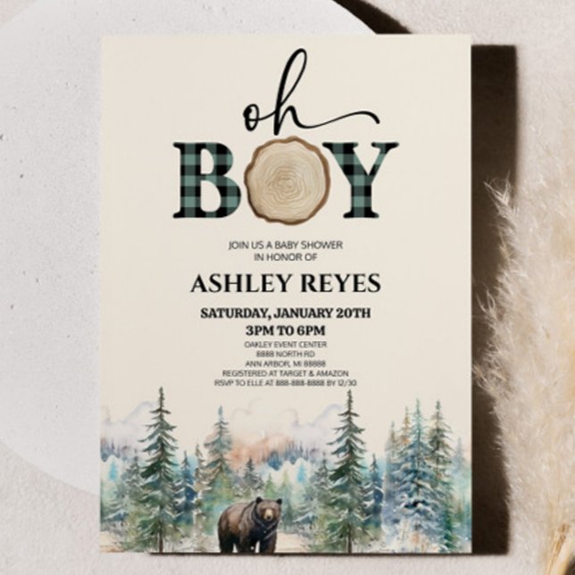 Oh Boy Lumberjack Woodland Forest Bear Baby Shower Inbjudningar (Skapare uppladdad)