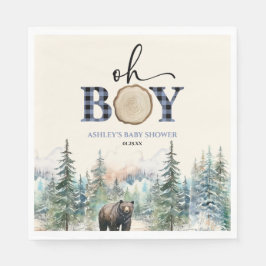 Oh Boy Lumberjack Woodland Forest Bear Baby Shower Pappersservett