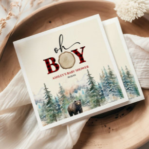 Oh Boy Lumberjack Woodland Forest Bear Baby Shower Pappersservett
