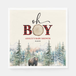 Oh Boy Lumberjack Woodland Forest Bear Baby Shower Pappersservett