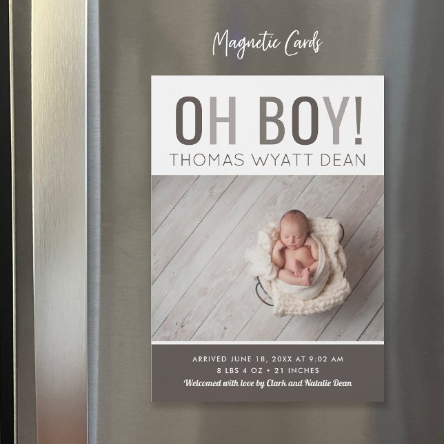 Oh Boy Magnetic Photo Birth Announcement (Skapare uppladdad)