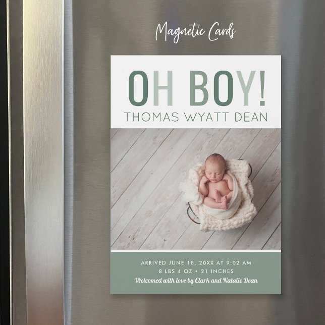 Oh Boy Magnetic Photo Birth Announcement (Skapare uppladdad)