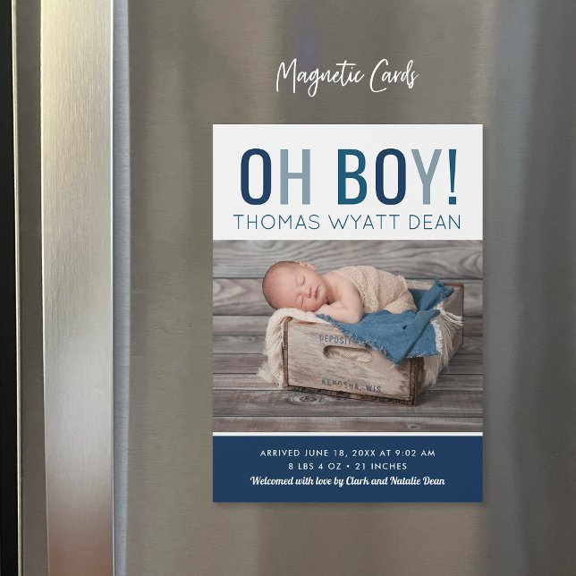 Oh Boy Magnetic Photo Birth Announcement (Skapare uppladdad)