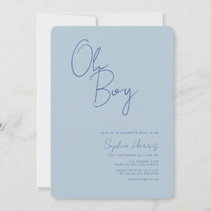 Oh Boy Minimalist Blue Shower Inbjudningar