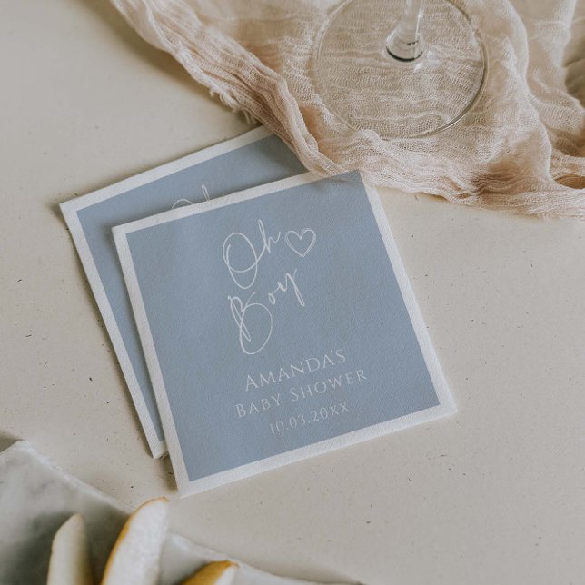 Oh Boy Minimalist Modern Baby Shower Pappersservett (Skapare uppladdad)