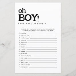 Oh Boy Minimalistic Ord Scramble Baby Shower Game