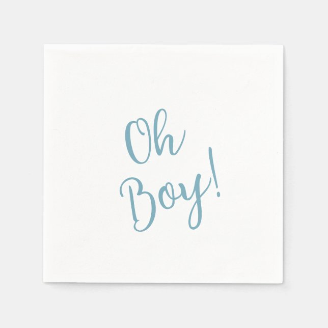 Oh Boy Modern Cute Blue Boy Shower Pappersservett (Framsidan)